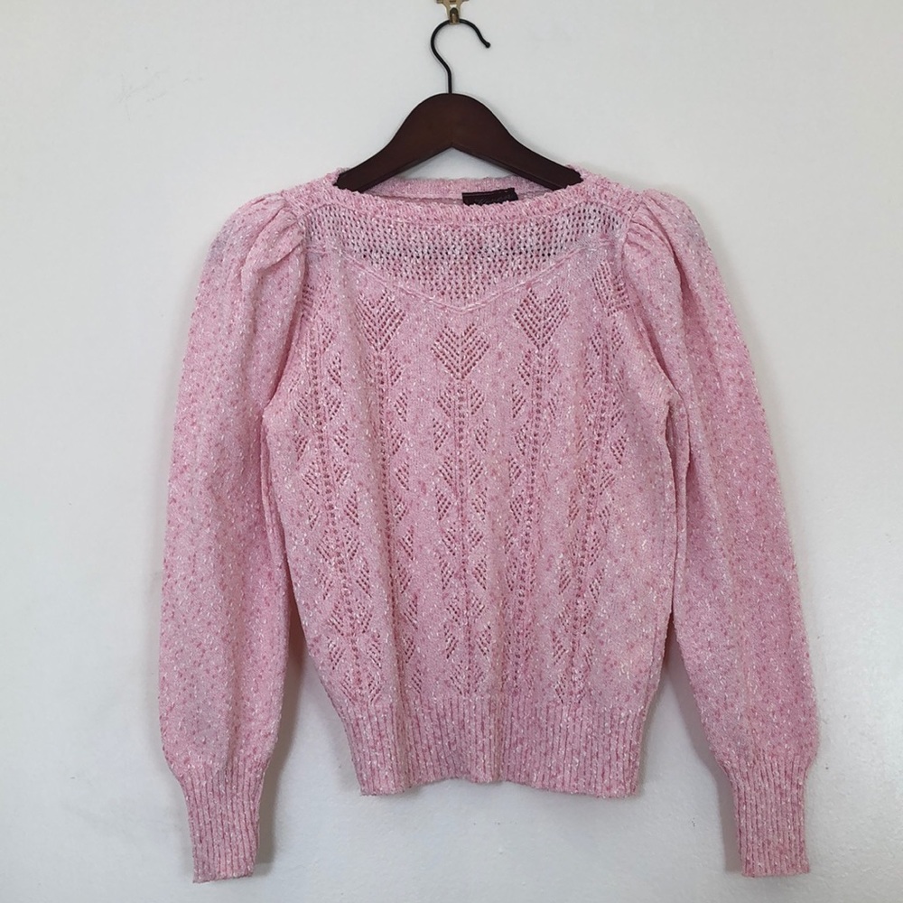 Vintage Candy Pink Keren Made In USA 80s Sweater Small